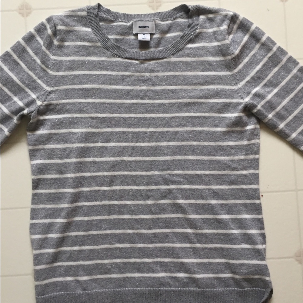 Silver and white striped sweater by Old Navy